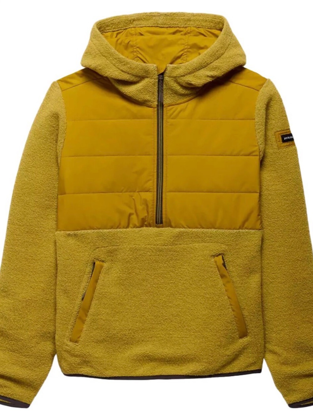 Prana Mustard Yellow Hooded Fleece Pullover